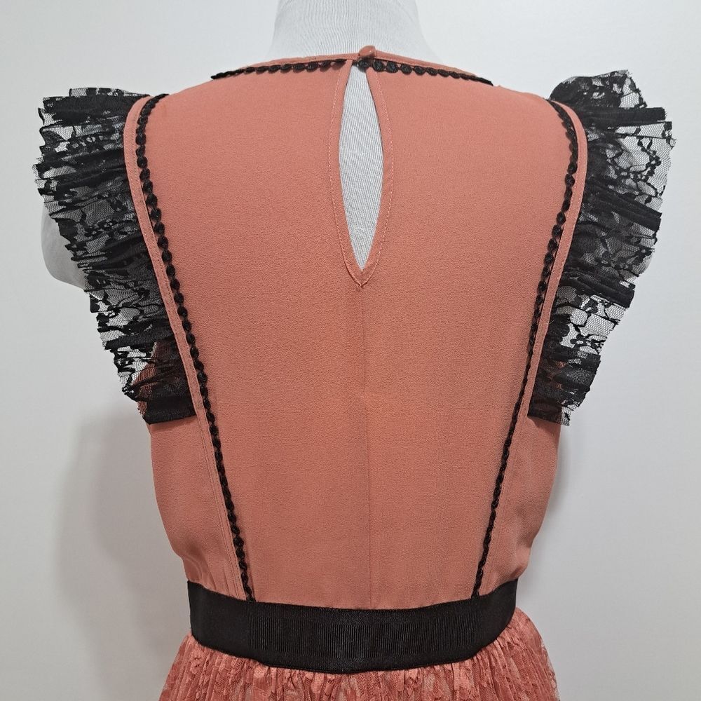 Sisley Lace Trim Mini Dress in Rust and Black - Picture 16 of 16